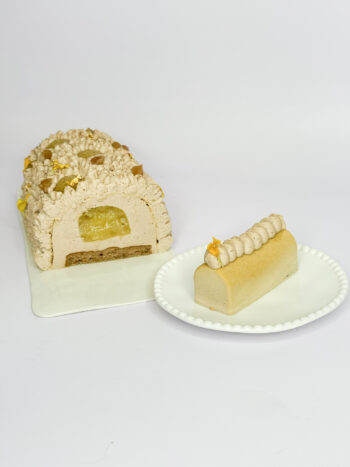 bûche marron et poire